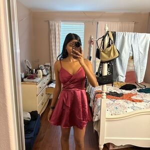 Windsor Burgundy Satin Mini Dress